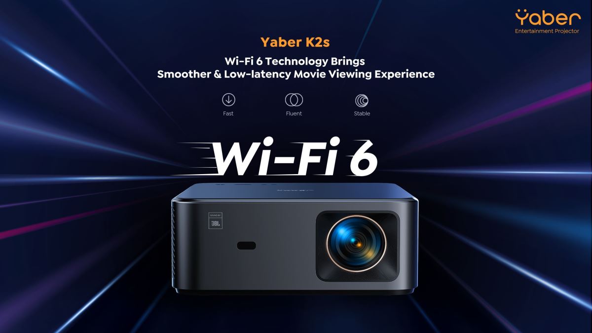 YABER K2s,Smart Home Theater Movie Projector, 800 ANSI, WiFi6,Dolby audio,  Voice Control